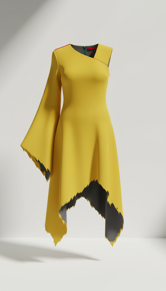Asymmetrical Metro Yellow Dress